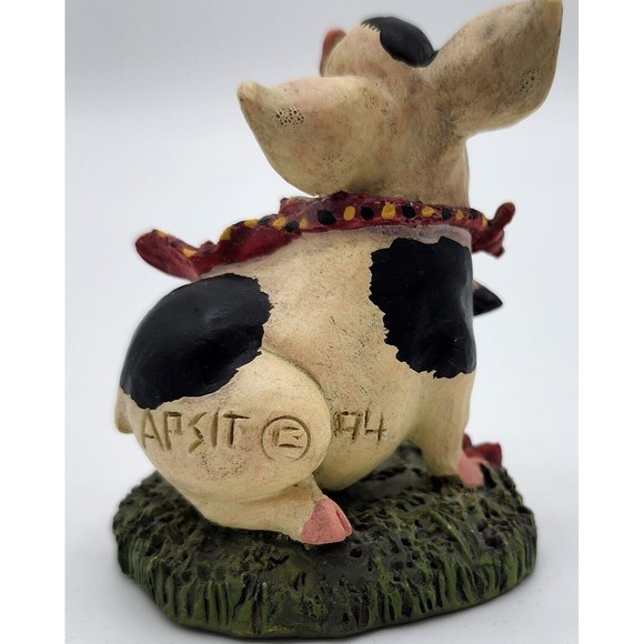 Pointing Scarf Pig Calabar Creations Pig Hollow Pete Apsit figurine 1994 Vintage - Picture 8 of 11